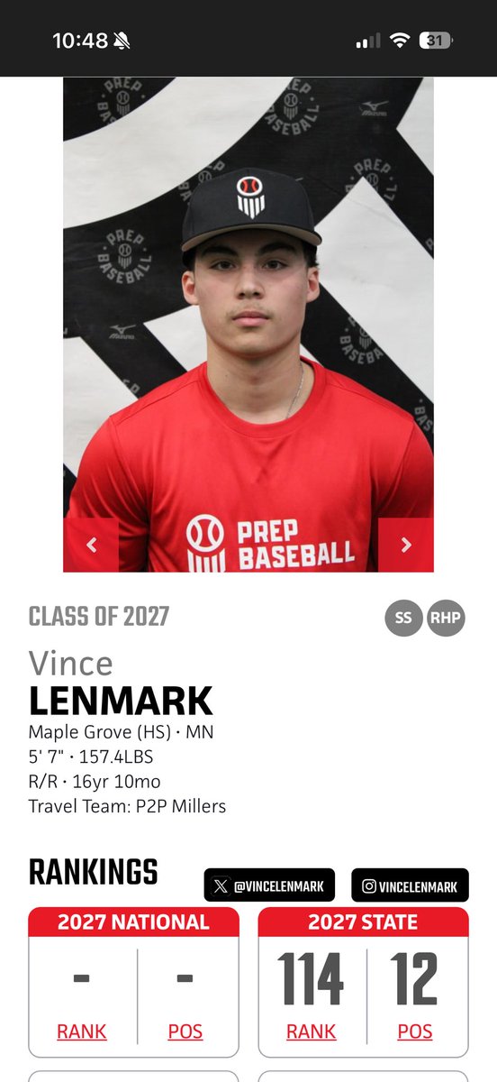 VinceLenmark's tweet photo. Thank you @PrepBaseballMN for the 
videos from PBR preseason Allstate and rankings!
@CS_2dash4 @peterson13_jeff @pitch2pitch 
#uncomitted https://t.co/npk1sdu5lL