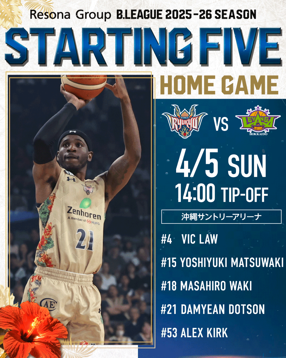 スターティング5】 □HOME 4/5(日)vsレバンガ北海道 #4 ヴィック・ロー