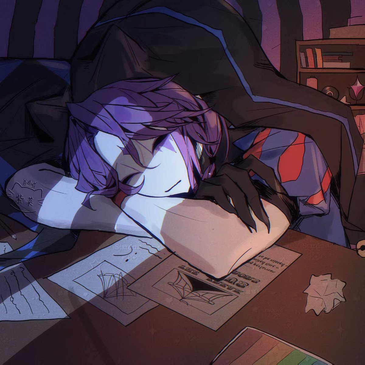 itsnotfox_'s tweet image. zzz
马戏团建立之初，jester时常在忙碌中疲惫地睡去吧

#jester #thefreakcircus #怪诞马戏团