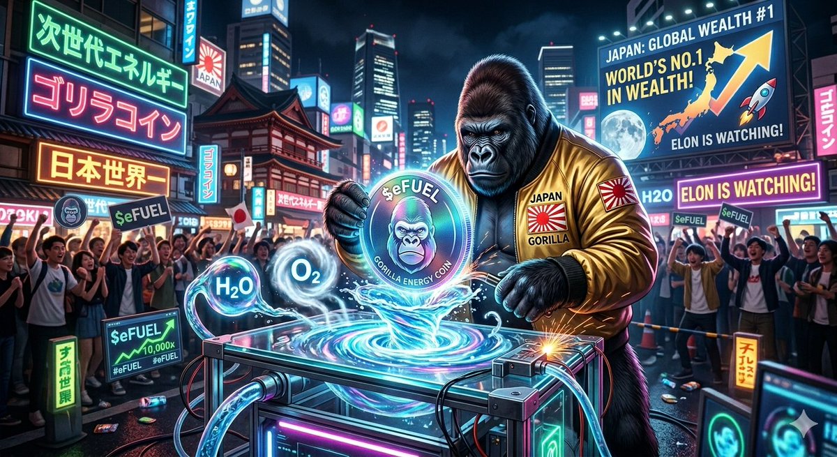 Unleash the Japanese Gorilla's narrative! 🦍🇯🇵
​ $eFUEL : The legend turning H2O + O2 into hyper-wealth. Japan becomes the world's richest empire. ELON knows. 🚀
​Are you aping in or staying poor? Let’s fking GO to the moon! 💧🌕**
​#eFUEL #Crypto #Japan #1000x #LFG