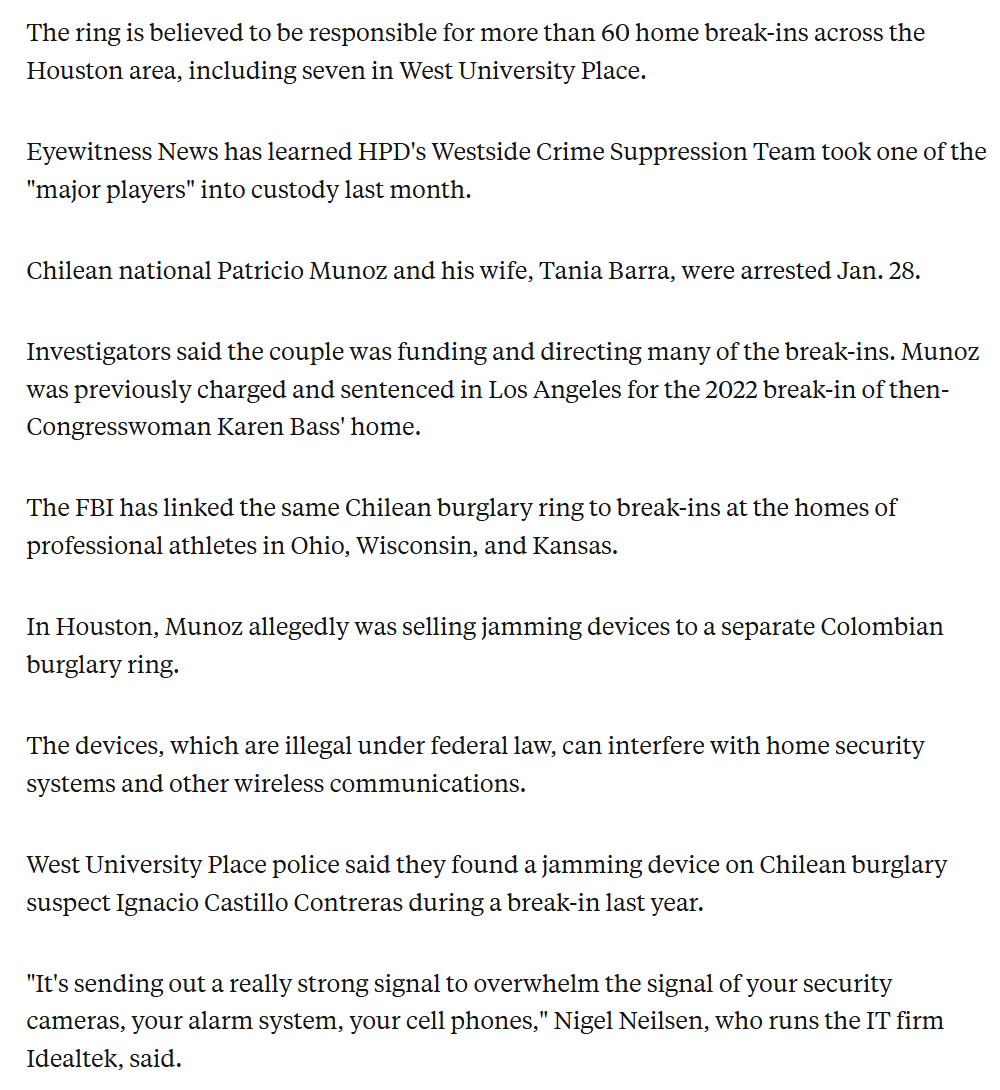 skepticaliblog's tweet photo. > 2022: Travel to the US for burglary tourism. Break into Karen Bass' home, steal two guns

> 2026: Already out after sentence, now operating another South American burglary ring in Houston (with a sideline selling signal jammers to a separate Colombian armed home invasion crew) https://t.co/gFK33ibWbr