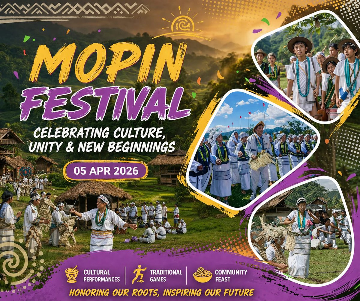 DuttaMenak's tweet photo. #Mopin Festival 2026 celebrates more than tradition-it reflects identity, unity and the spirit of new beginnings 🌿
From vibrant cultural performances to community feasts, the festival showcases the rich heritage and harmony of the people 🎭🤝
🗓️ 05 April 2026
#NortheastIndia https://t.co/T34SPoT7jW