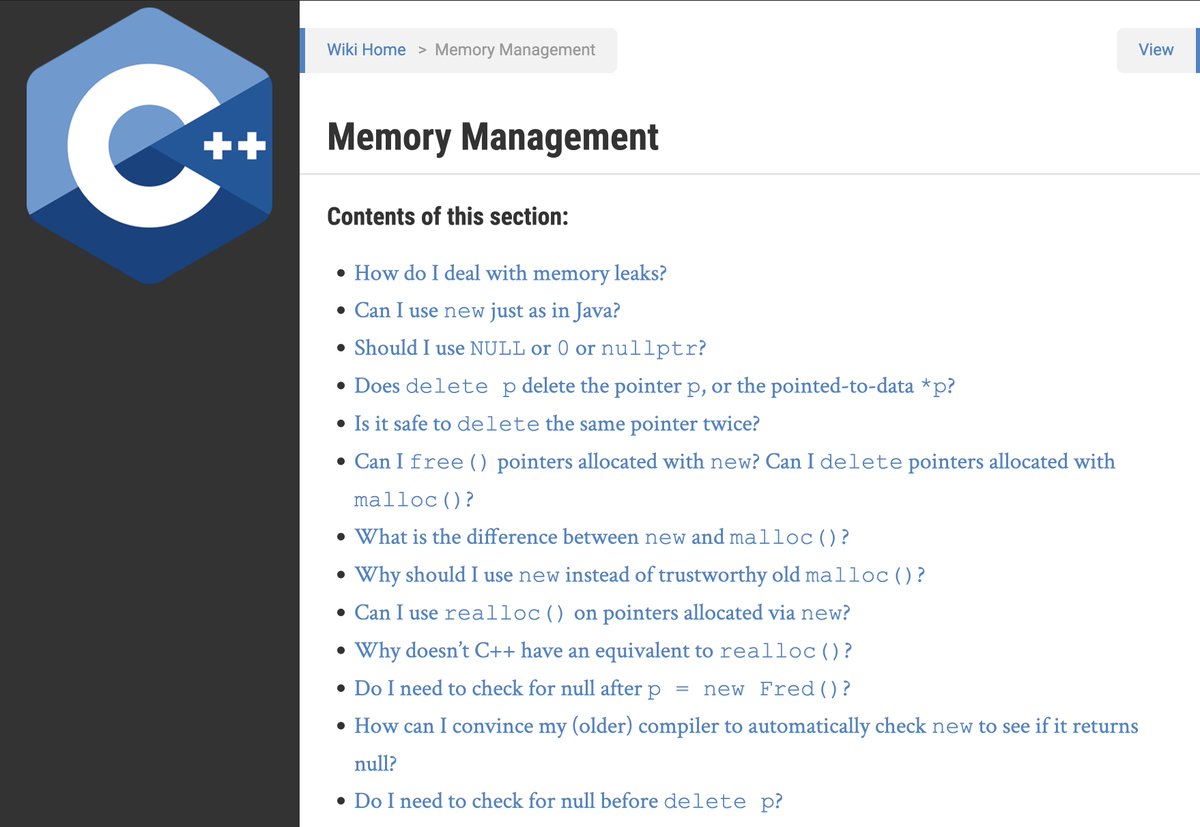 C++ Memory Management FAQs https://t.co/U05JleIe9J