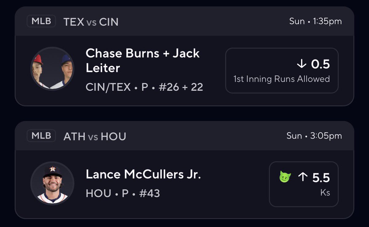 WheezerLocks's tweet image. PRIZEPICKS (2.9x)🔥

CIN/TEX NRFI🔒
McCullers o5.5Ks🔒

#ATOBTTR #ALLFORTX #ChaseTheFight #PrizePicks