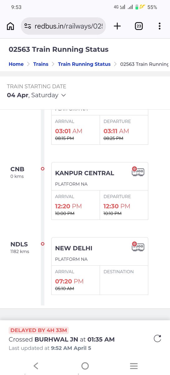 Train number 02563 देखिए कितनी देर से चल रही है, दिल्ली पहुंचते 14 घंटे की देरी से बता रहे हैं, लेकिन जैसे हर स्टेशन पर इसे रोका जा रहा मुझे लगता है कि ट्रेन इससे भी ज्यादा लेट होगी, अंदर सभी लोग भूखे बैठे हैं, <a href="/RailMinIndia/">Ministry of Railways</a> <a href="/AshwiniVaishnaw/">Ashwini Vaishnaw</a>