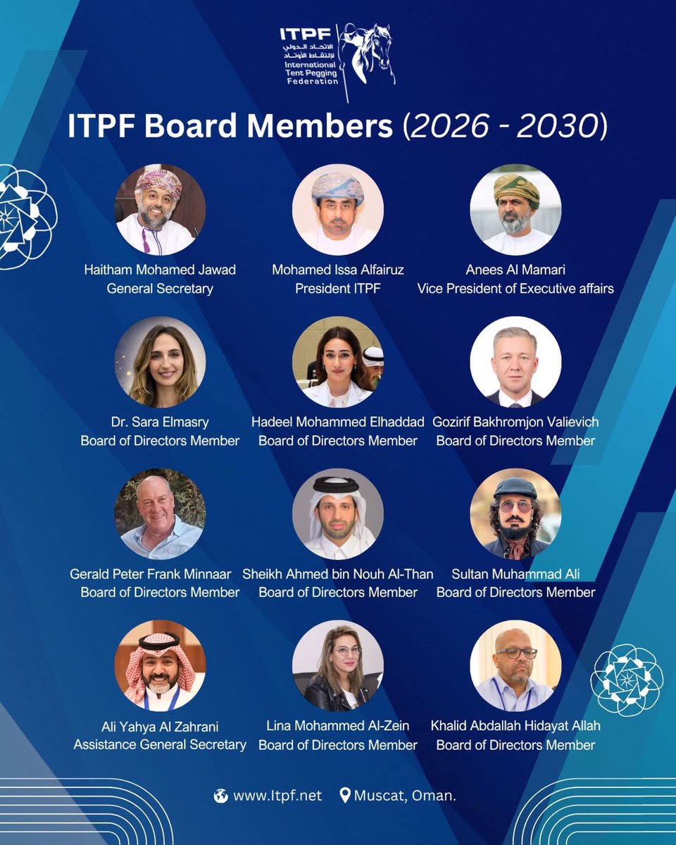 Tent Pegging Federation (ITPF) proudly announces its Board of Directors for 2026–2030. A distinguished team of leaders from across the globe, united by their passion for the sport and commitment to its growth on the international stage.
#PakistanRisesGlobally
#SultanWinsITPF