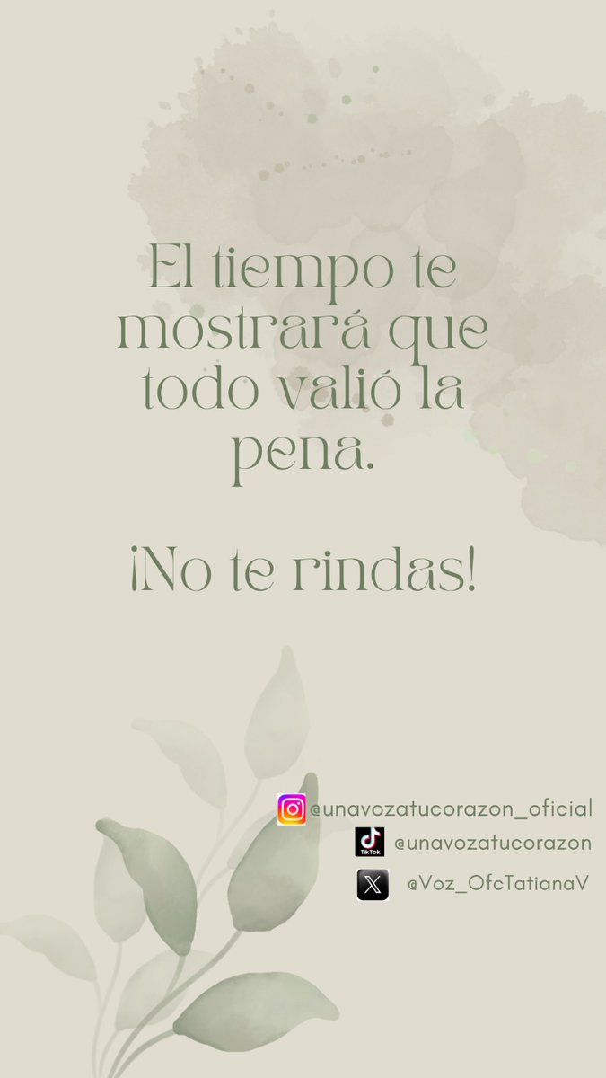 Voz_OfcTatianaV's tweet photo. 🌘 El tiempo te mostrará que todo valió la pena. ¡No te rindas! 🌒

#SabadoSanto #FrasesConTatianaValero #UnaVozATuCorazon #noterindasjamás #Sentidodevida https://t.co/OcYRVzVTdq