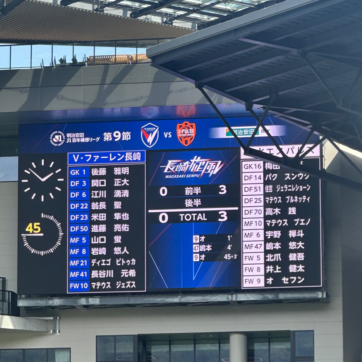 v_varenstaff's tweet photo. 🔷🔶
⌚️𝙃𝘼𝙇𝙁-𝙏𝙄𝙈𝙀!!✔️
👉長崎 0-3 清水

後半必ず巻き返そう。

#DAZN で試合観戦📲👇
https://t.co/wBslzelSmI

#vvaren #長崎旋風 #長崎清水 https://t.co/uWSqDdpvcb