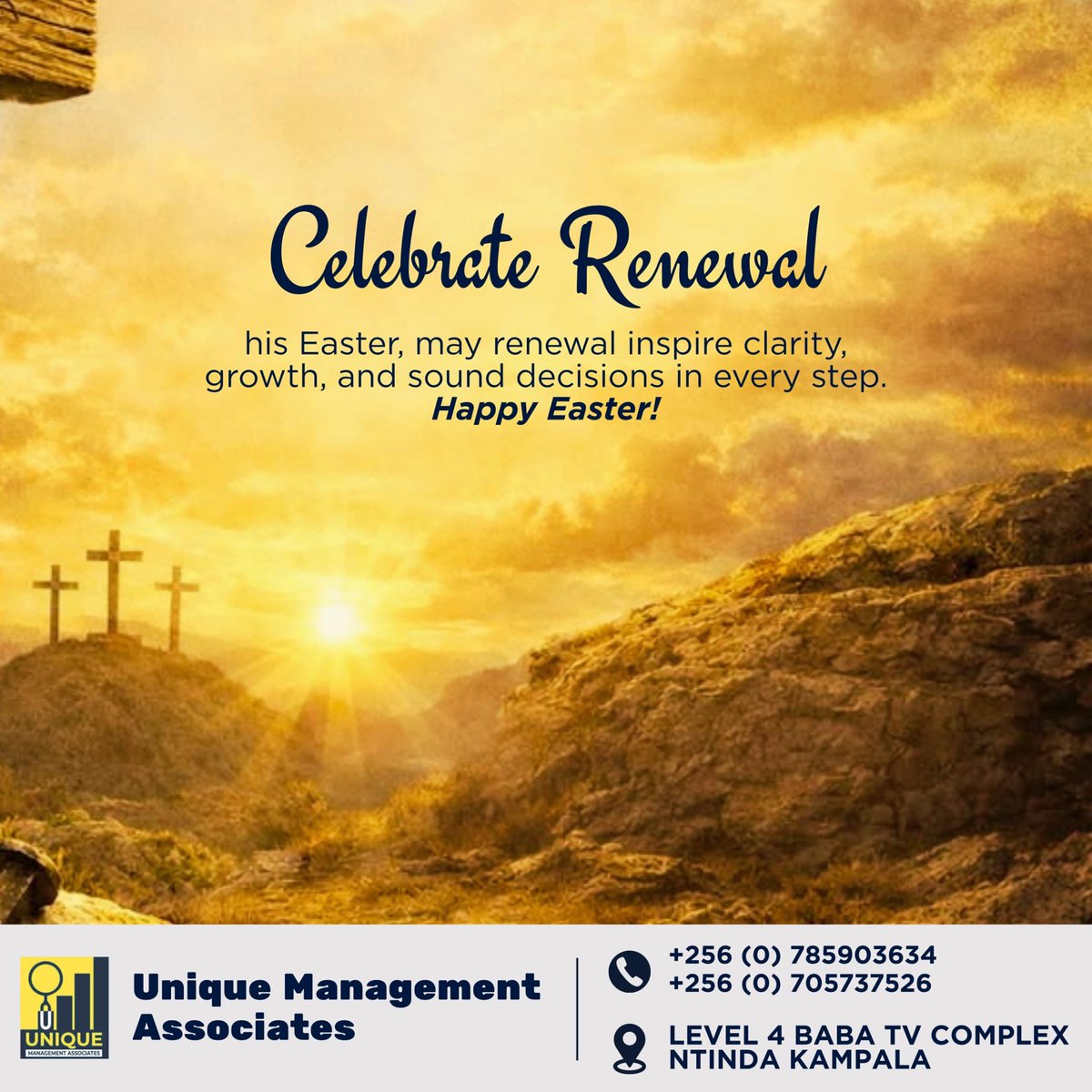 UMAssociates1's tweet photo. 🌅 Celebrate Renewal  

This Easter, may renewal inspire clarity, growth, and sound decisions in every step.  

Happy Easter!  

From all of us at Unique Management Associates  
Level 4, Baba TV Complex, Ntinda, Kampala  

📞 +256 (0) 785903634  
📞 +256 (0) 705737526 https://t.co/kPwoPOwJKJ