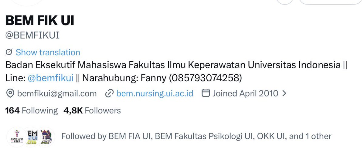 BEM FIK UI 2026 tweet media