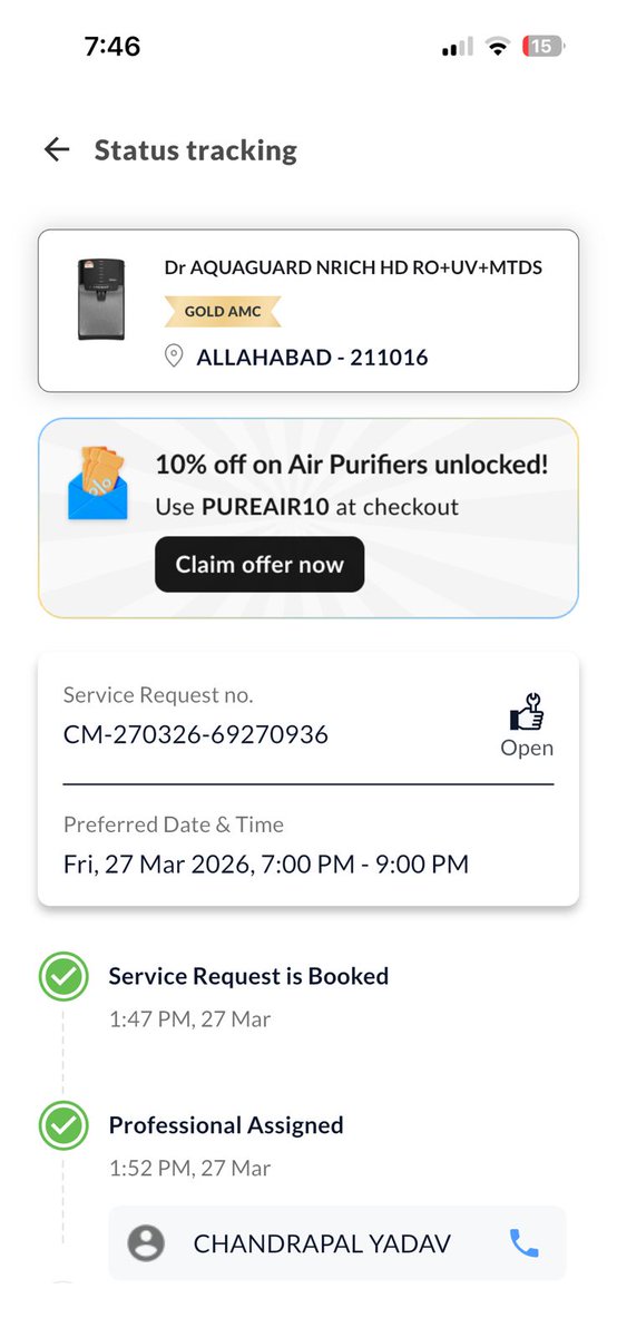 Ameerusmani_'s tweet image. @EurekaForbes  Two tickets closed , still issue not resolved ,Technician saying PCB issue , front lid/flap got damage Hoping speedy resolution for new  Service request CM-020426-69655265. #EurekaForbes  #CustomerServices