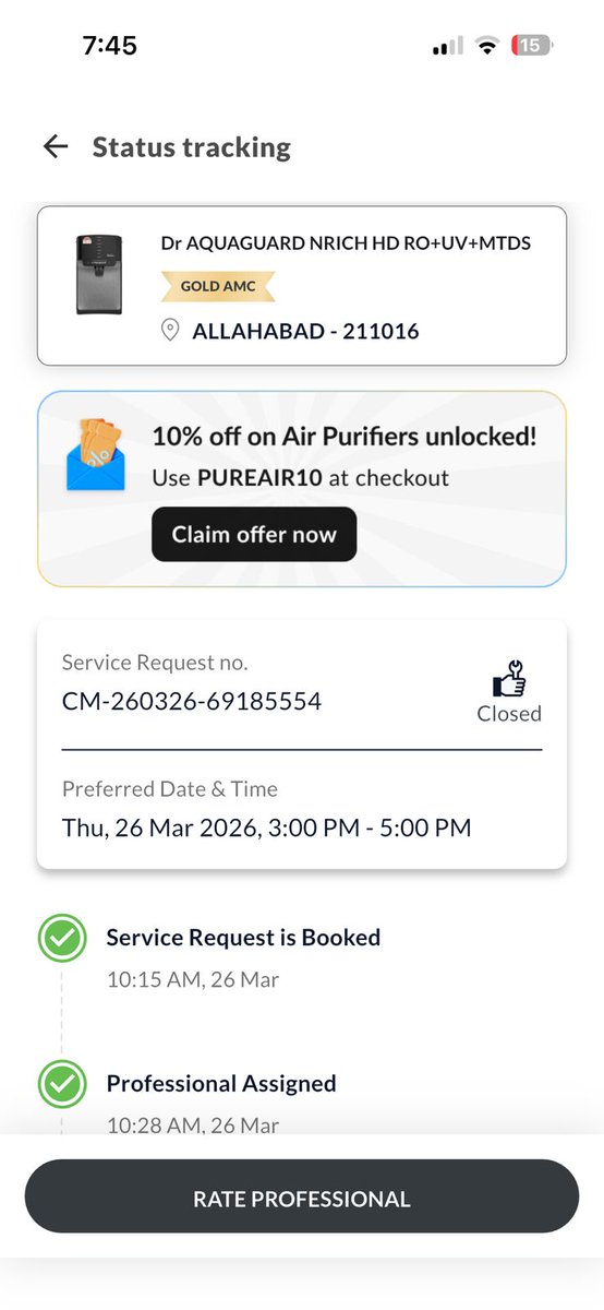 Ameerusmani_'s tweet image. @EurekaForbes  Two tickets closed , still issue not resolved ,Technician saying PCB issue , front lid/flap got damage Hoping speedy resolution for new  Service request CM-020426-69655265. #EurekaForbes  #CustomerServices