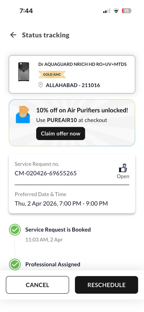 Ameerusmani_'s tweet image. @EurekaForbes  Two tickets closed , still issue not resolved ,Technician saying PCB issue , front lid/flap got damage Hoping speedy resolution for new  Service request CM-020426-69655265. #EurekaForbes  #CustomerServices