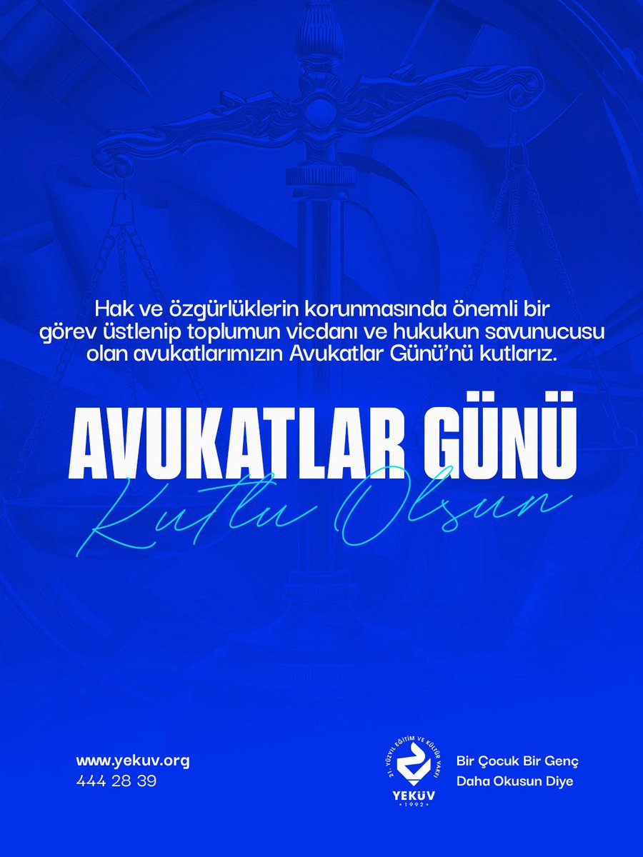 Yekuv's tweet photo. Tüm avukatlarımızın Avukatlar Günü’nü kutlarız.💐 https://t.co/PqaYESG1iT