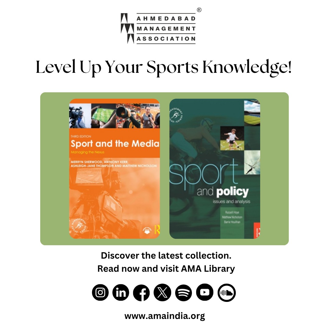 ama_ahmedabad's tweet image. We watch the game. But there’s a whole world behind it.

From marketing strategies to the economics that drive the sports industry, these reads take you beyond the field and into the business of sports.

Discover them at the AMA Library.

#ama #amaindia #sportsmanagement
