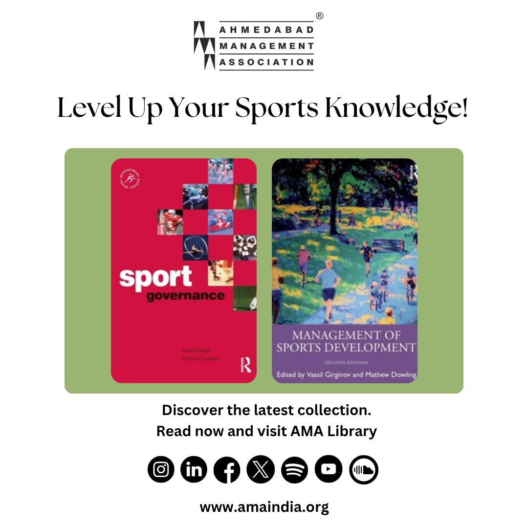 ama_ahmedabad's tweet image. We watch the game. But there’s a whole world behind it.

From marketing strategies to the economics that drive the sports industry, these reads take you beyond the field and into the business of sports.

Discover them at the AMA Library.

#ama #amaindia #sportsmanagement