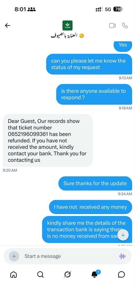 shaikui1's tweet photo. @SaudiAirlines @GACACare @Saudia_Care  My ticket (Booking ID: 72DO7Q, Ticket No: 0652196099361) was cancelled on the 17thMarch. I was told a refund was processed, but I have not received any amount yet. I’ve been following up daily with no update. Please resolve this urgently. https://t.co/UVlsFjNujq