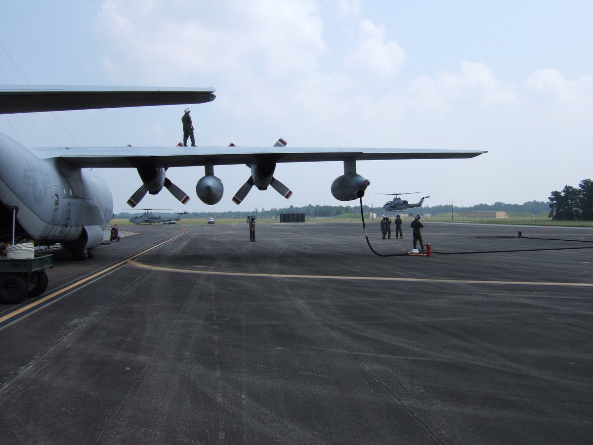 AirwingMarine's tweet image. For those wondering what a FARP is, here is one example from my photo albums.

This was just training in SC back in the early 2000s, and there are MANY variations and reasons to set one up.

None the less, 2 C130 aircrews flew into enemy territory, landed on patches of dirt, and