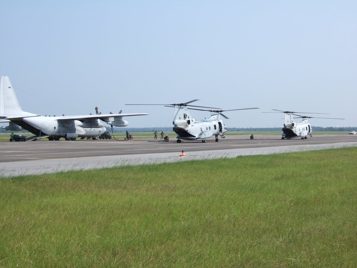 AirwingMarine's tweet image. For those wondering what a FARP is, here is one example from my photo albums.

This was just training in SC back in the early 2000s, and there are MANY variations and reasons to set one up.

None the less, 2 C130 aircrews flew into enemy territory, landed on patches of dirt, and