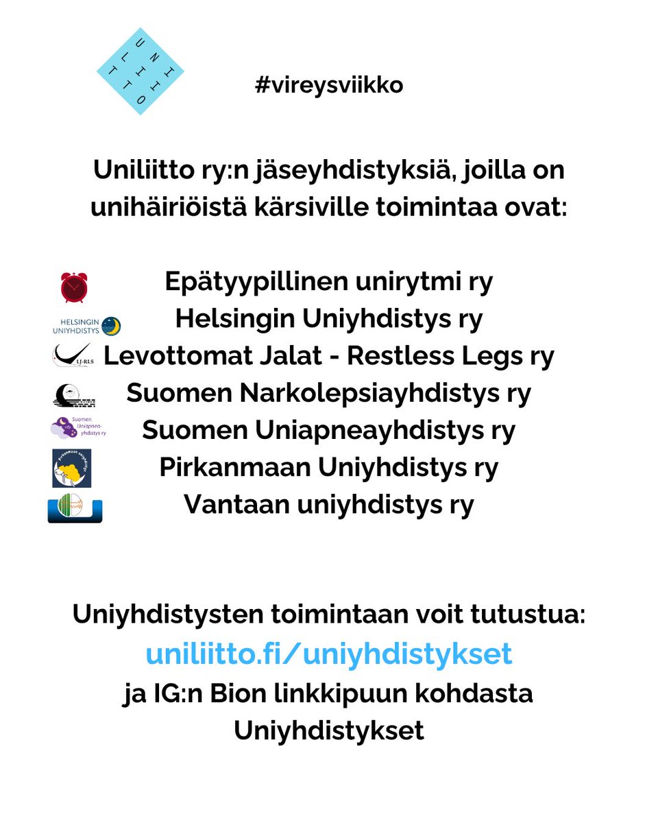uniliitto's tweet photo. Uniyhdistykset järjestävät Unitupa-vertaistukiryhmiä verkossa ja kasvotusten.

Uniyhdistyksiltä saat myös tietoa unihäiriöistä.
Katso webinaari tallenteet:  https://t.co/RbQuG1XbZW 

#vireysviikko #uniliitto #uni #unihäiriöt https://t.co/kfr67XK5u6