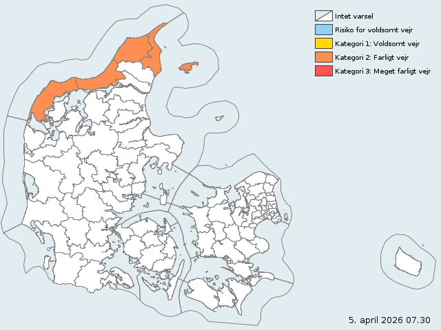 DMI warnt vor Sturm mit Orkanböen in Dänemark