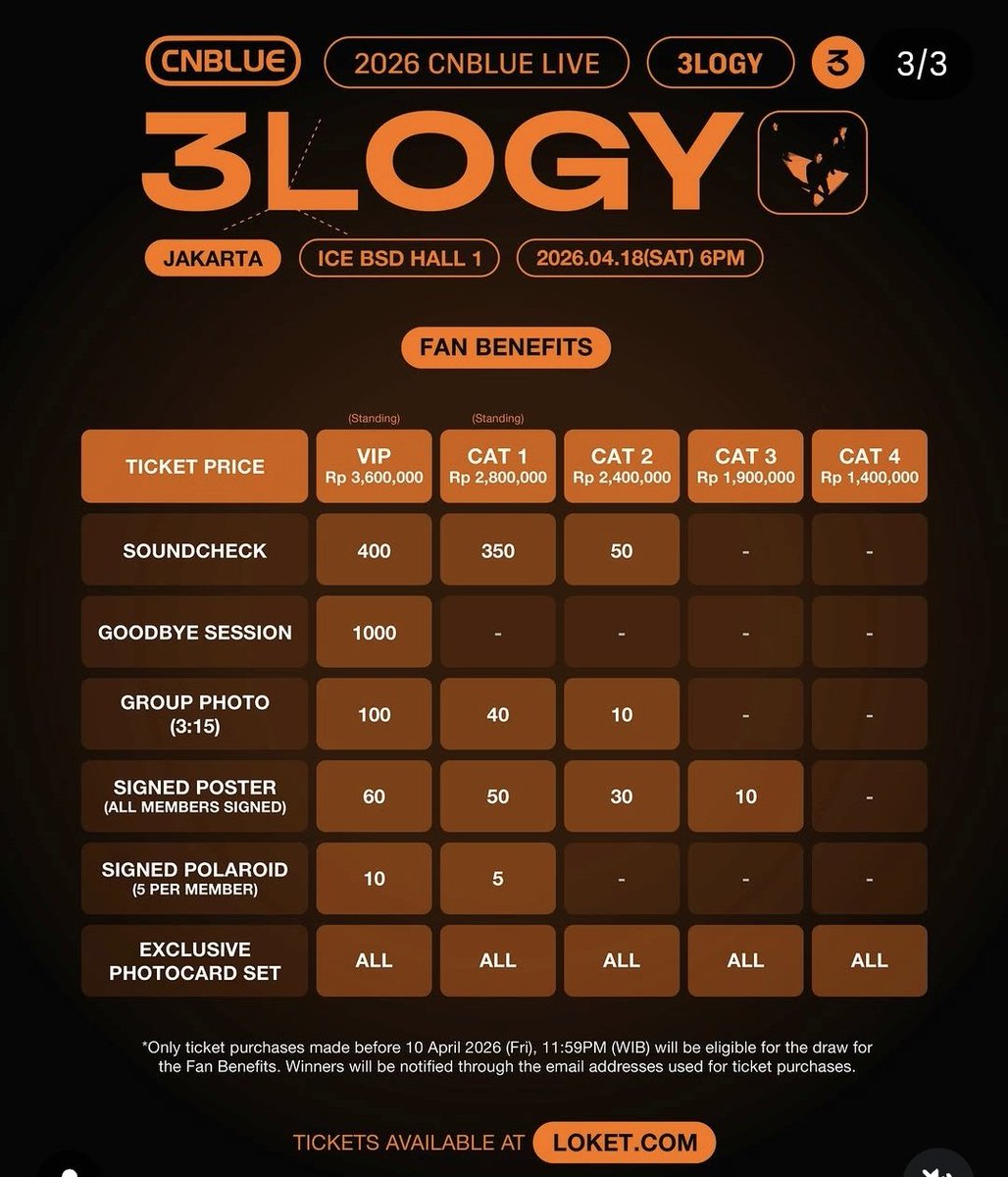 sg_shirleyc's tweet photo. No time to lose❣️
Only tickets purchased before 10Apr 11:59pm qualified for benefit draw! Precious date set for Indonesia! Don't miss Fun times with CNBLUE at your home ground🥳👏
#CNBLUE #씨엔블루 #3LOGY #CNBLUE_3LOGY #CNBLUE_World_Tour #3LOGY_in_Jakarta
From CNBLUE UN Support https://t.co/SExCxt9kei