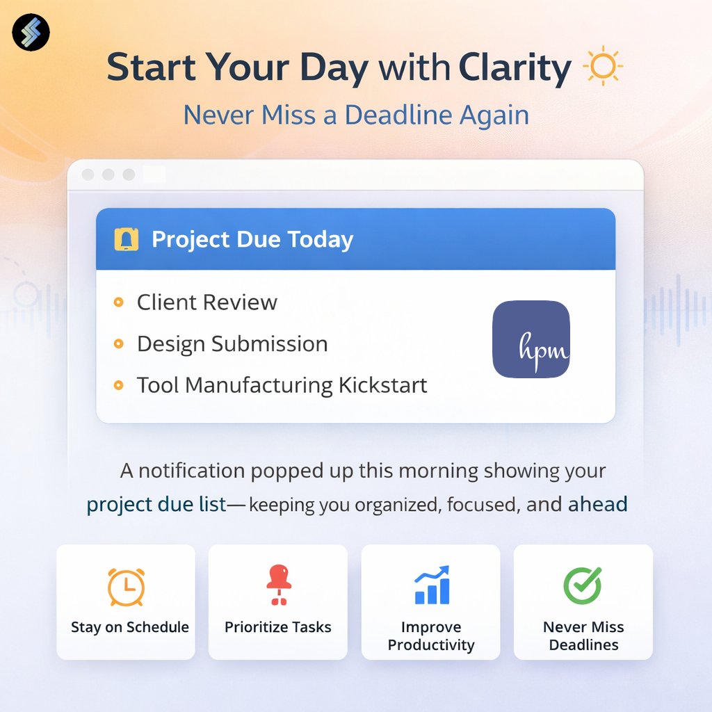 tech_rsr's tweet image. Stay on top of your priorities with instant notifications showing what’s due today. 
Smarter planning. Better productivity. 🚀
#SignUp now for FREE --&amp;gt; techrsr.com/hpm

#HPM #HandyProjectManagement #techRSR #Productivity #WorkSmarter #TimeManagement #PlanYourDay