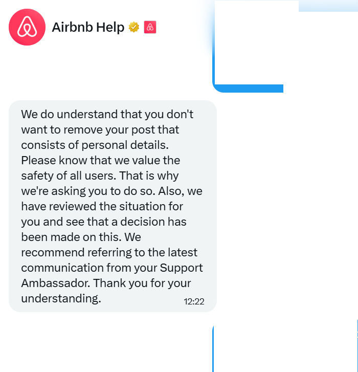ngocct313's tweet photo. Retaliation Timeline? 

Apr 3 Night: Posted @Airbnb’s unfair policy on X.  
Apr 4 11:37 AM: @AirbnbHelp asked for our Name/Phone. 
Apr 4 12:22 PM: They demanded we DELETE post. We said NO. 
❌  Apr 4 04:00 PM: Facebook page VANISHED. Payouts FROZEN. 
Coincidence or a setup? 🇻🇳 https://t.co/WjFZfj1twq