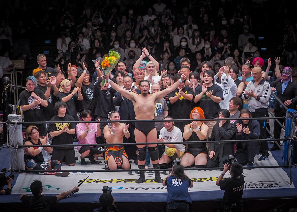 #ddtpro ［4.5 後楽園］イメージは豪傑にして怪物。団体においては、“強さの象徴”。その下にいるのはたぶん、礼儀正しく心優しい、強くてシャイで剽軽で、プロレスの大好きな、お兄さん。
人間・樋口和貞の続く人生に、溢れんばかりの、幸あれ。