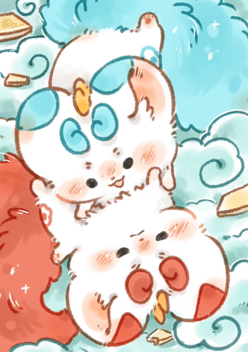 天禄和辟邪生日快乐🎂 是刚刚破壳不久后的样子，是兄弟也是彼此的第一个朋友 ✨ #有兽焉 #fabulousBeasts