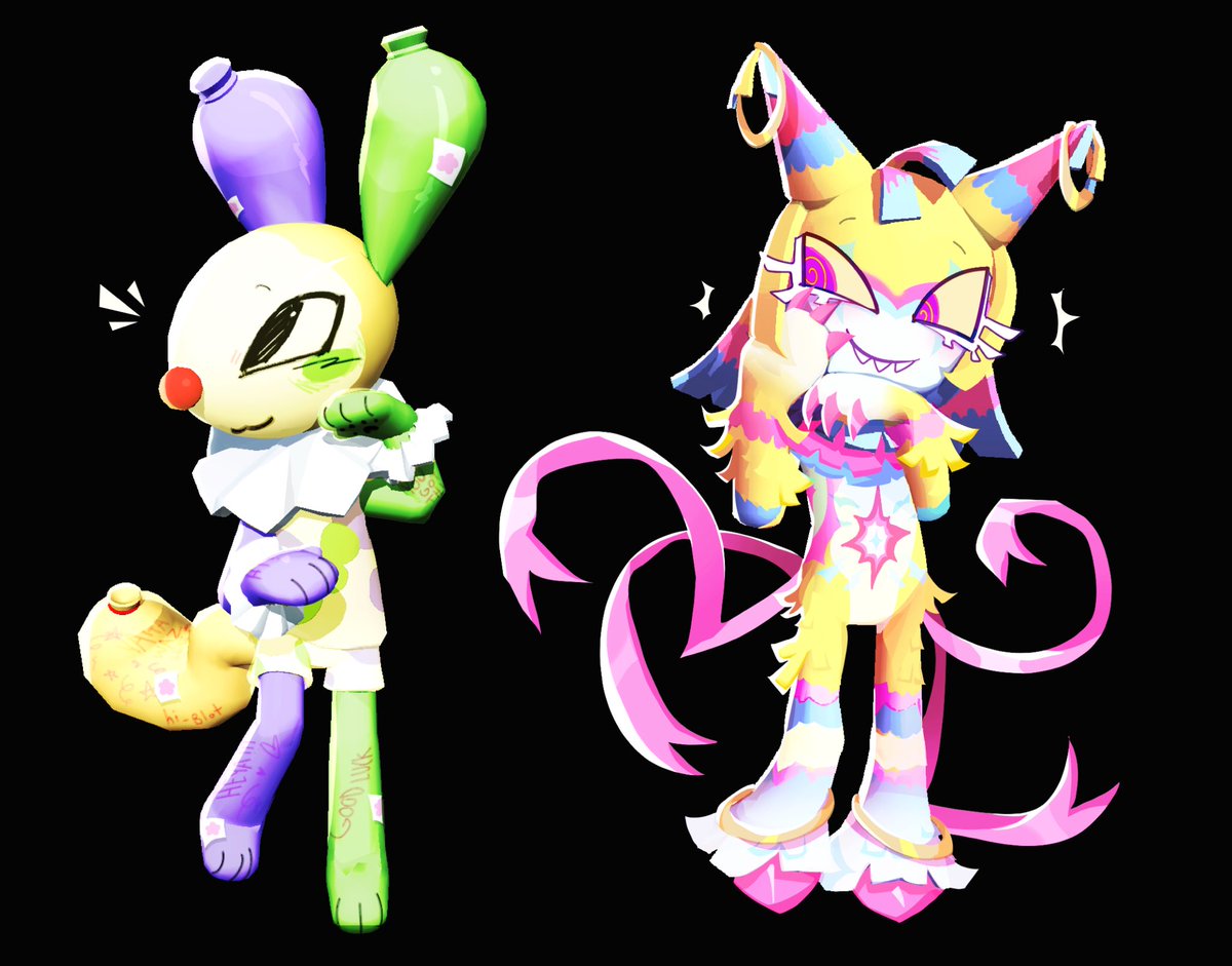 the transparent didnt work and put them on a white bg which made them a little hard to see  so heres my looey and yatta renders tgthr