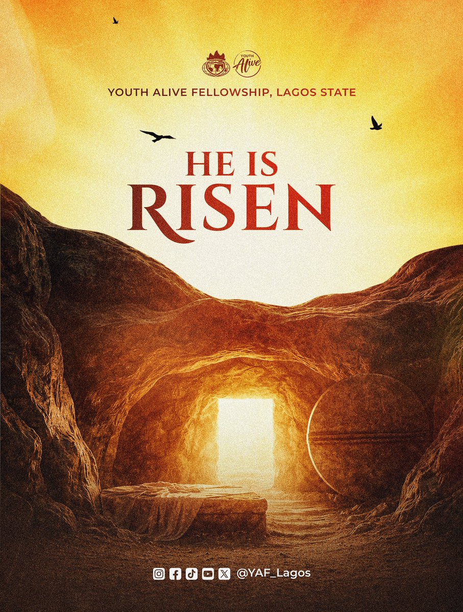 Yaf_Lagos's tweet photo. Our Lord is risen! Jesus is Alive and with him our Salvation and Eternity is guaranteed. 

Rejoice in the victory of the ressurected Christ! 
#yaflagos #youthalivefellowship #yafglobal https://t.co/v0pJiSG6ZQ