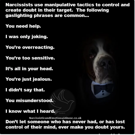 NarcissistBox's tweet image. #manipulation #gaslighting #tactics
