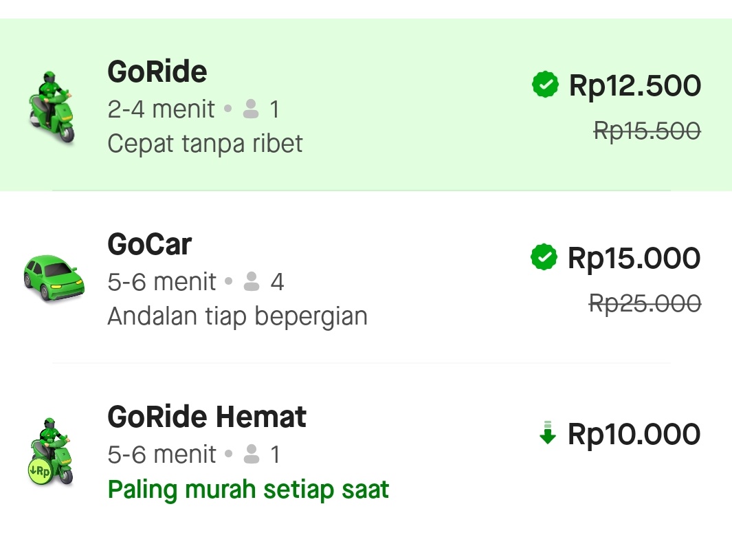 KerjaItuMain's tweet photo. @kebabtelur13rb @yappingfess Pendapatan sama saja biasa sama hemat,
Misal ini area jakarta jarak dibawah 4km
Biasa: penumpang bayar 12,500 driver dapet 10,400
Hemat: penumpang bayar 10rb driver dapet 10,500
Agar dapet orderan hemat driver harus bayar biaya langganan kalo grab 20rb dan gojek 15rb perhari https://t.co/NTXaziLCwl
