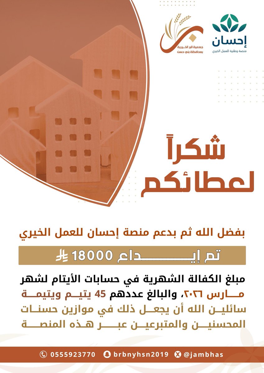 جمعية البر الخيرية بمحافظة بني حسن tweet media