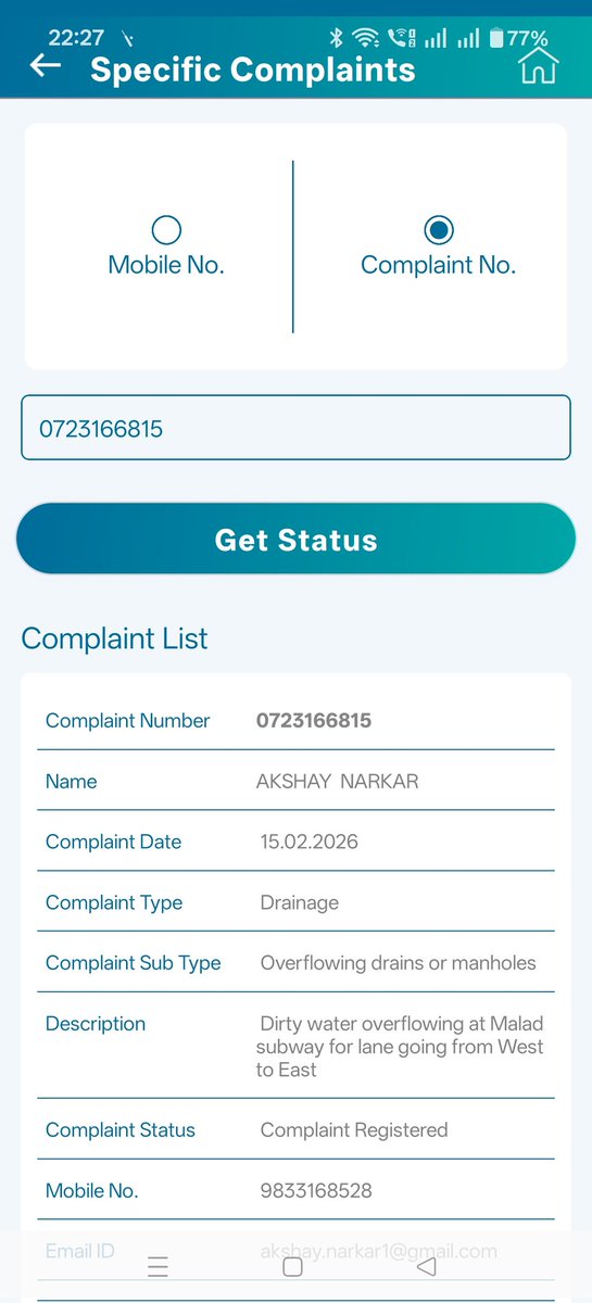 AkshayLaxman's tweet image. @mybmcWardPN old complaint for dirty water at Malad subway was closed on 30 March 26 but the issue still continues causing inconvenience to vehicles especially two wheelers, sharing latest video, please fix it. Raised new complaint for same on BMC app.