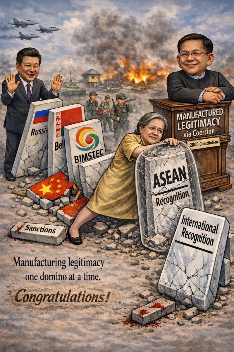 ASEAN must hold the line. 

If govts normalize &amp; recognize this presidency, the coup will have succeeded. It would amount to tacit approval of the crimes that brought Min Aung Hlaing to power.

The world must resist attempts to manufacture legitimacy.
#WhatsHappenningInMyanmar