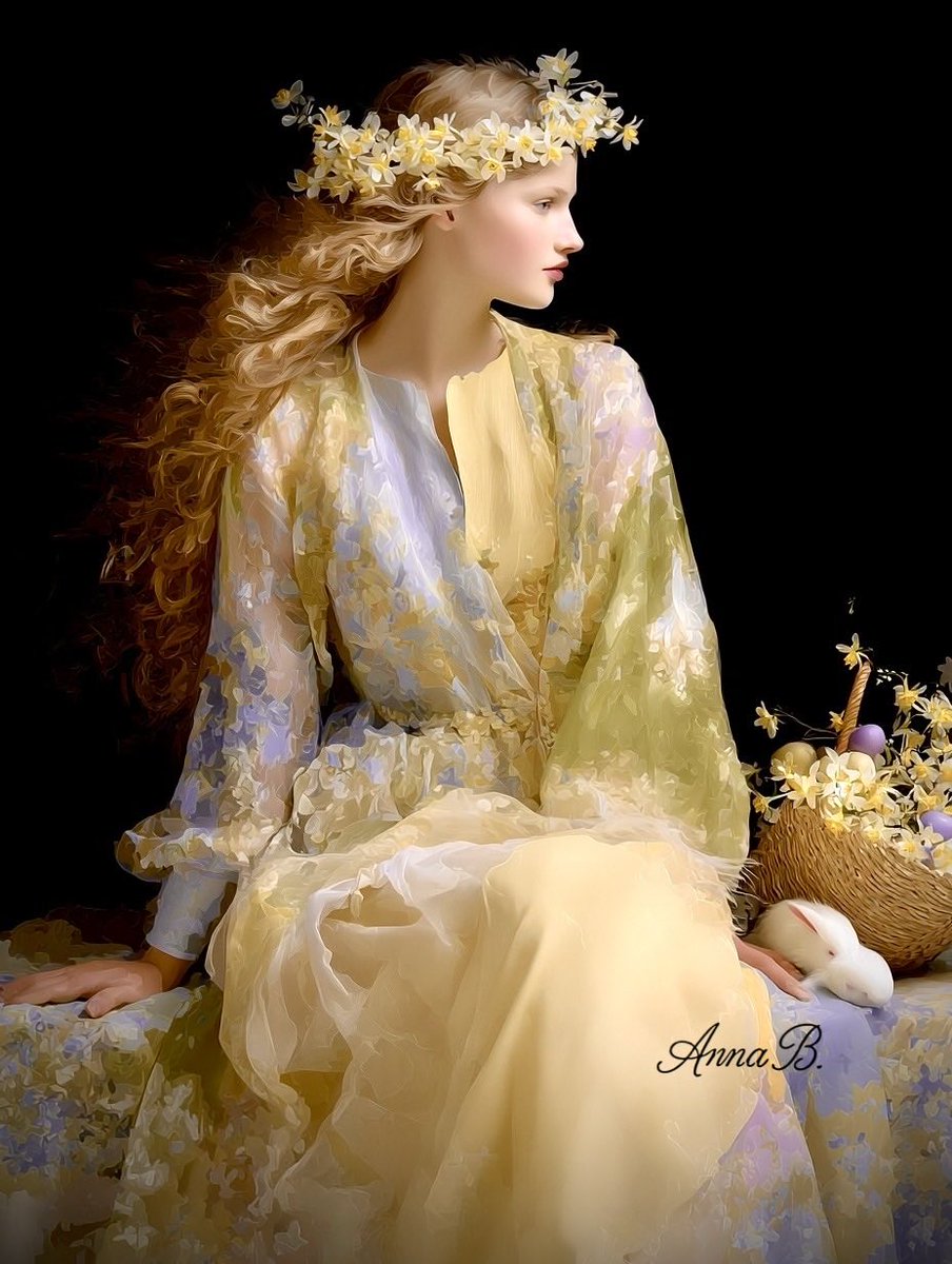 Aurora41155547's tweet photo. Happy Easter to all my friends!
Ēostre, Goddess of Spring
#Art #AIart #Easter #OriginofEaster https://t.co/RmR7WJZ4s0