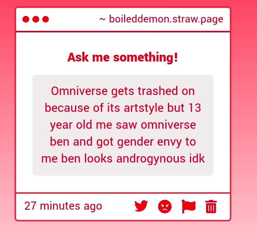 boileddemon_'s tweet image. He really is, hes got pretty eyes

Also me too man. Me too. I want to sound like him and everything (which is funny because ive had many ppl say i sound like ben just...more feminine HAHA)