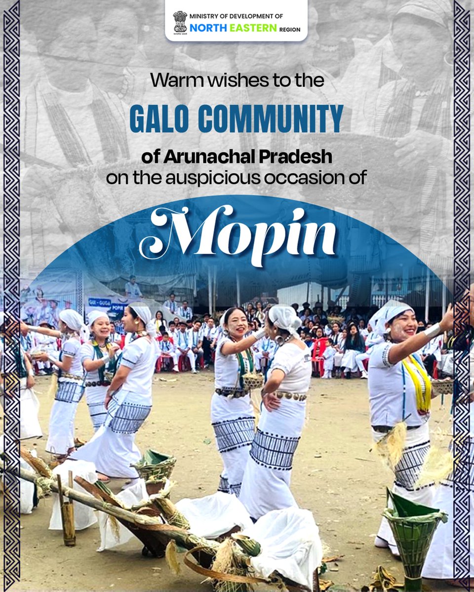 MDoNER_India's tweet photo. Warm Greetings to the Galo community of Arunachal Pradesh on the auspicious occasion of Mopin festival.
#MDoNERIndia #ArunachalPradesh #FestivalsOfNER https://t.co/MDrgGgyC0g
