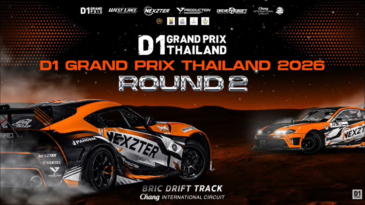 D1GRANDPRIX's tweet image. 2026 D1タイ第2戦ライブ配信!川畑選手をはじめ日本選手の活躍が見もの。

youtube.com/watch?v=ZzPFwE…

#drift #d1 #jdm
