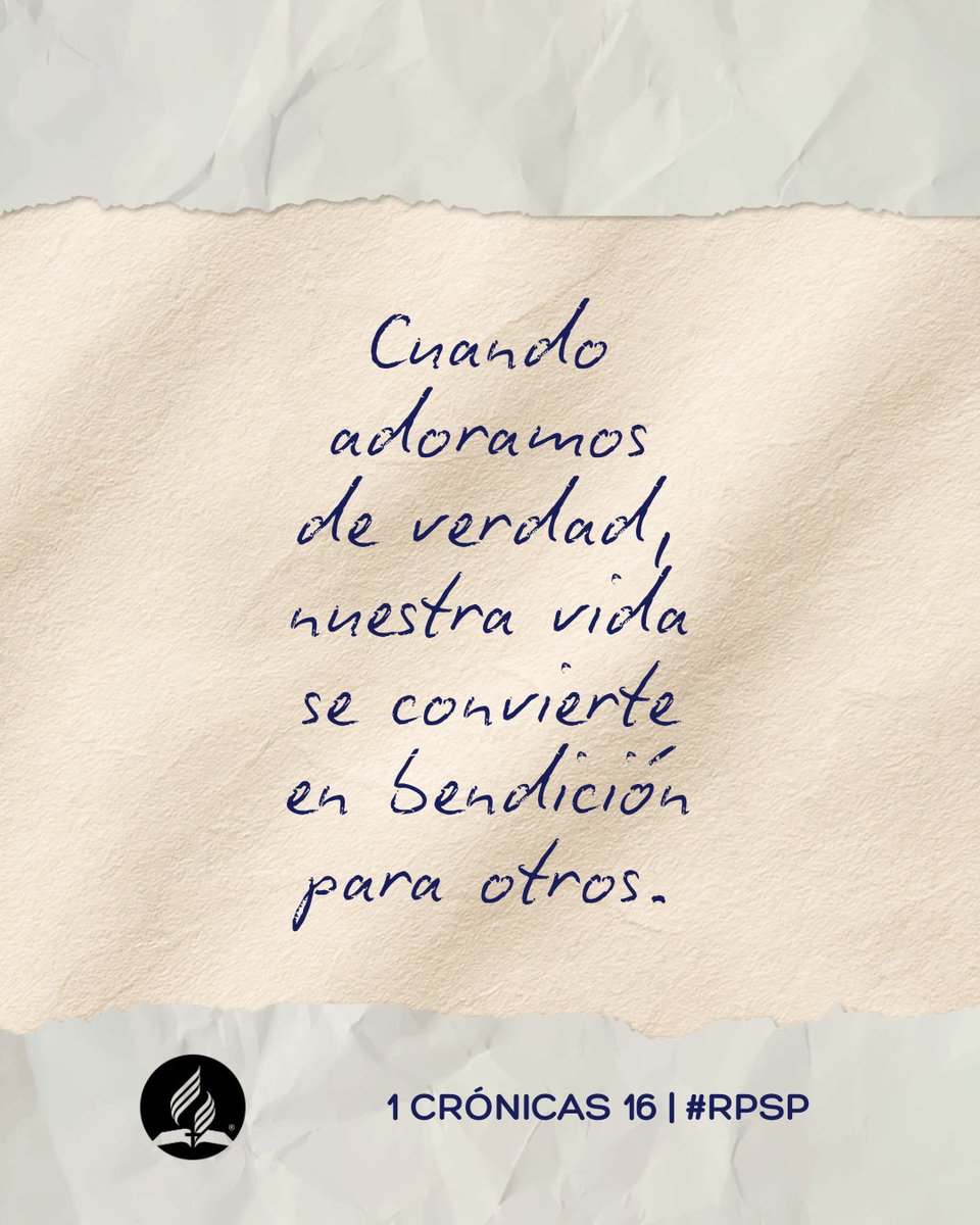 AdventistasDIA's tweet photo. La verdadera adoración no termina en el templo. Cuando adoramos a Dios de verdad, nuestra vida cambia y bendecimos también a nuestra familia.
1 Crónicas 16. #RPSP https://t.co/a7XNwBktm3