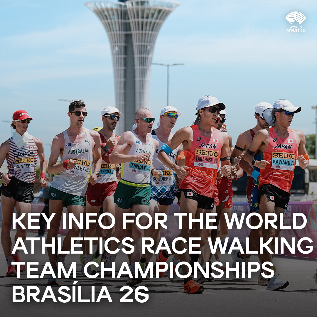 Hundreds of athletes will head to Brazil for the Caixa #WorldRaceWalking Team Championships Brasília 26 on 12 April.  

The competition holds extra significance as it is the first time that athletes will contest the new standard senior race walking distances – half marathon and