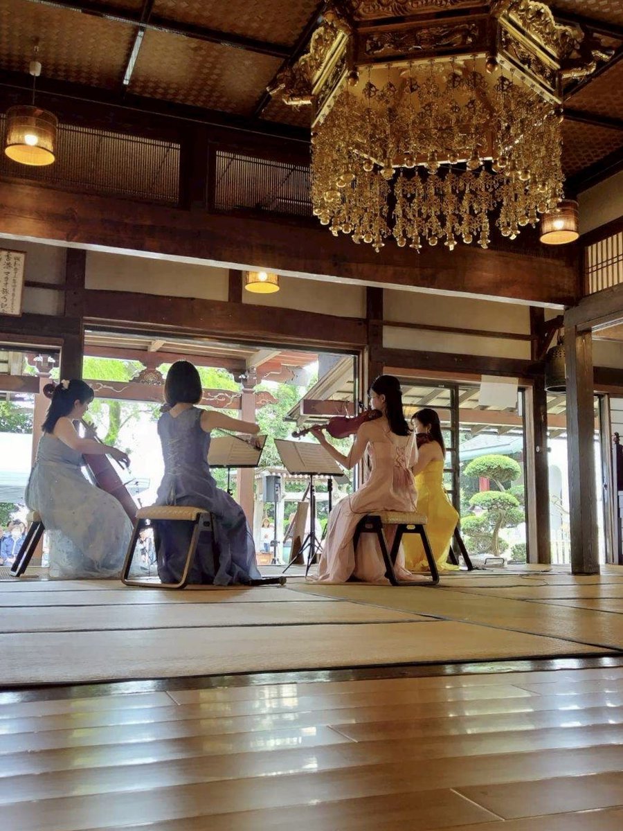 QuartetArco's tweet photo. 桜舞い散る素敵なお寺にて、弦楽四重奏で演奏させていただきました🌸
春にちなんだ曲を中心にお届けいたしました。
たくさんのご来場、誠にありがとうございました✨

#カルテット・アルコ
#カルテットアルコ
#弦楽四重奏 https://t.co/gbyQZzG4S8