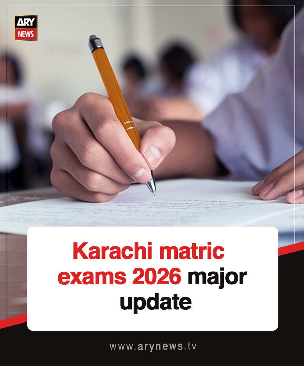 ARYNEWSOFFICIAL's tweet image. #Karachi matric exams 2026 major update

Read More : arynews.tv/karachi-matric…

#ARYNews