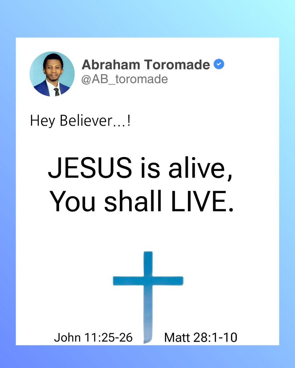 AB_toromade's tweet photo. Amen
-
Happy Easter Fam
#Alive #Risen #Victory
#JesúsDeNazareth https://t.co/fL9gcI94sU