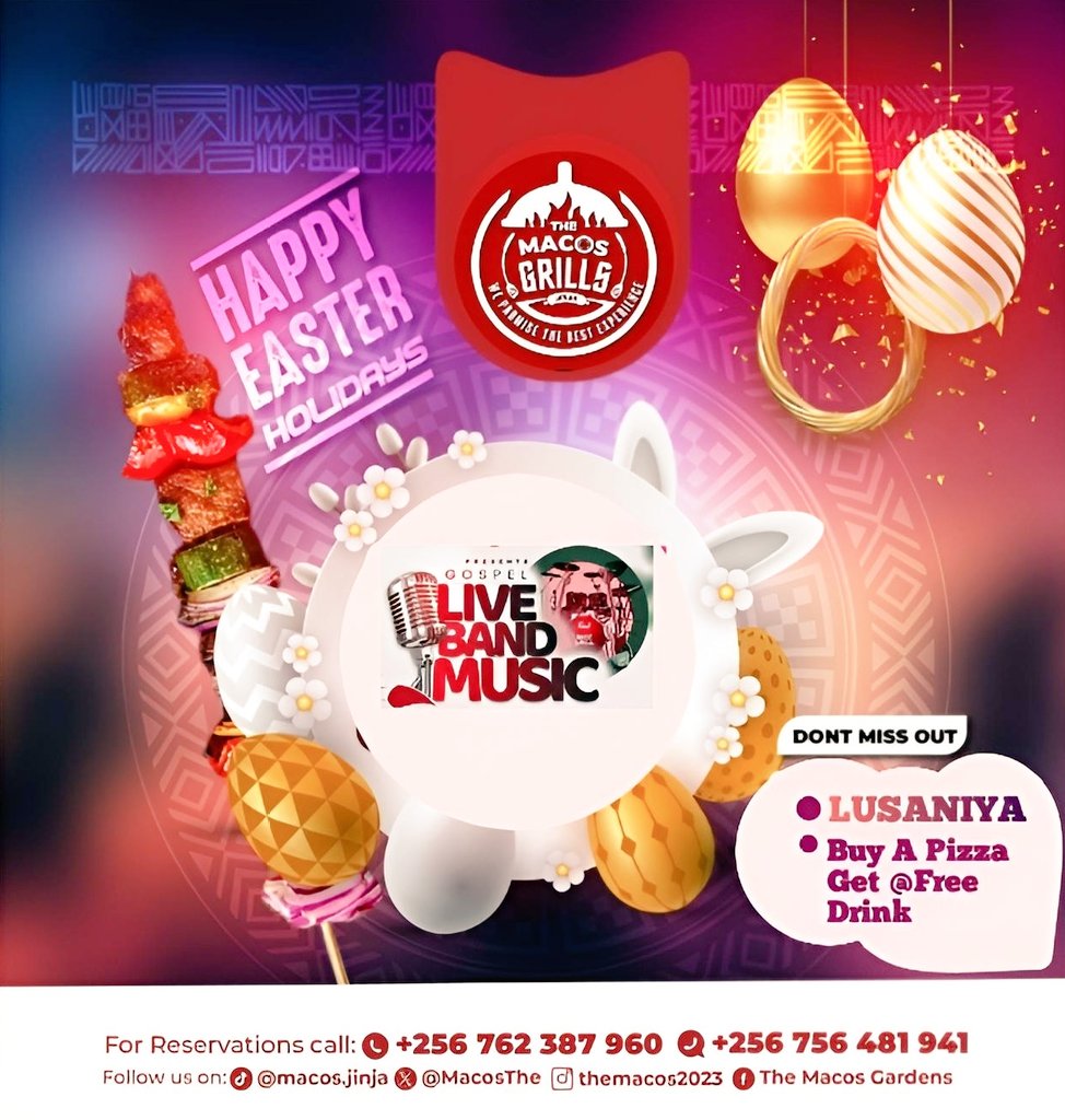 TheMacosGrills's tweet photo. 🎉 This Sunday at Macos Grills! 🎉

Join us for an uplifting gospel live band performance this Easter Sunday, along with a special LUSANIYA deal at the BEST rates in town! Everyone is welcome to celebrate and enjoy this soulful experience. 🙌✨ https://t.co/oAUwCfv9jI