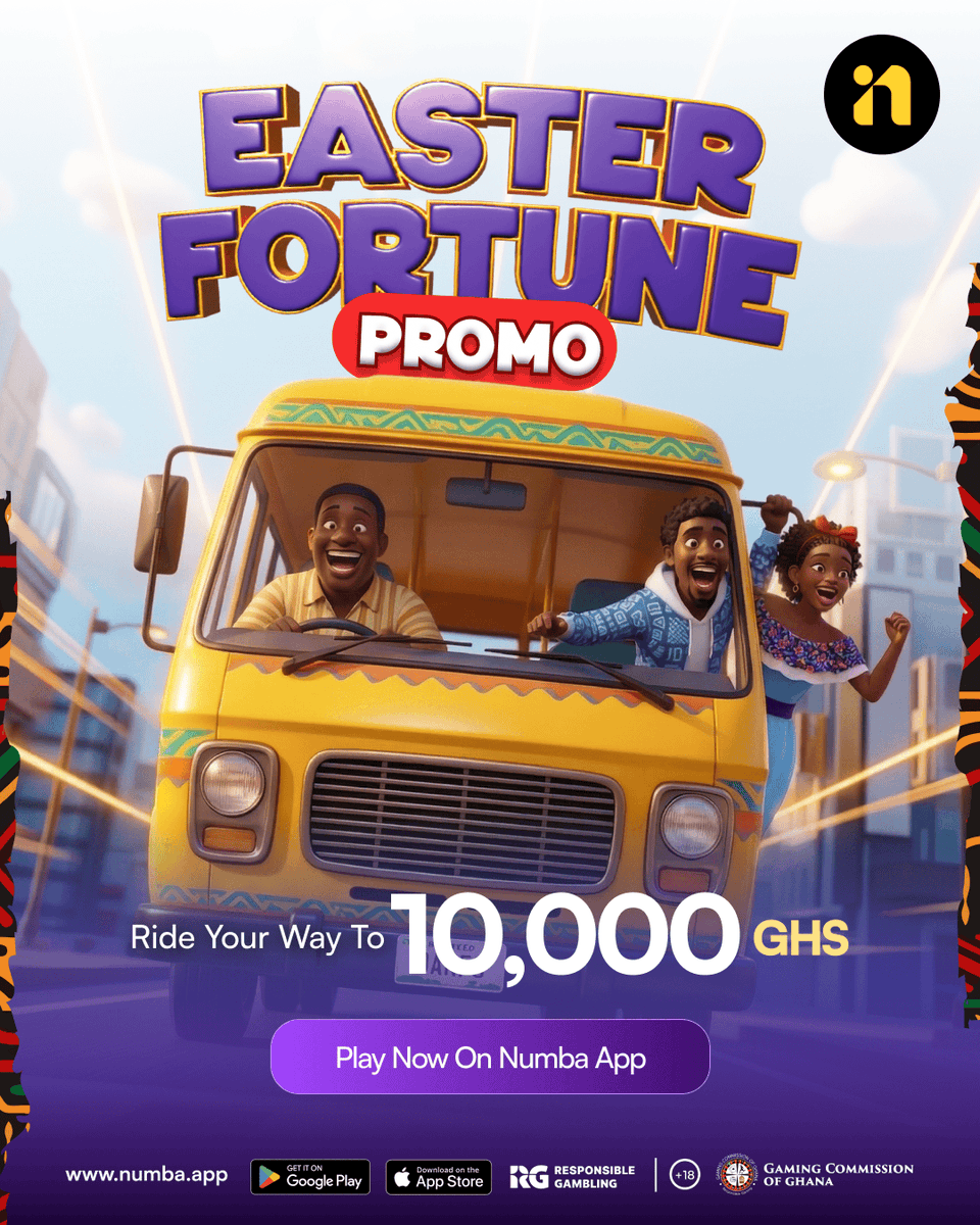 Numbagh's tweet photo. The Ride to 10,000 GHS Starts TODAY! 🐣🔥

Buckle up, Ghana! The Easter Fortune Promo has officially launched!

Play Now: https://t.co/7LMKe6YWcK

#EasterParade #Resurrección #PerfectMatchXtrs #ghanashs #Numbaghana https://t.co/GJbXgzTy9z