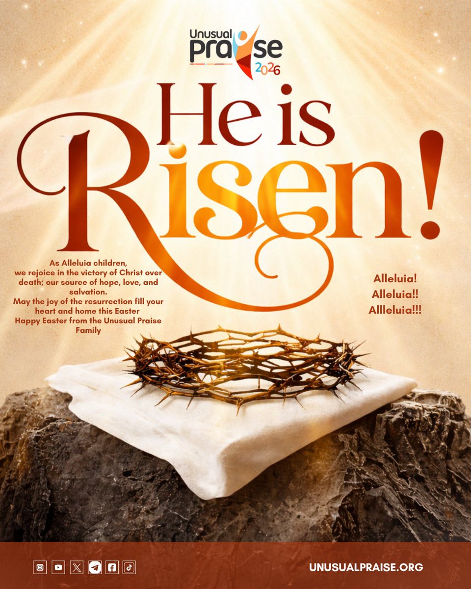 unusualpraise's tweet photo. As Alleluia children, we rejoice in the victory of Christ over death; our source of hope, love, and salvation.

May the joy of the resurrection fill your heart and home this Easter.

-The Unusual Praise Family

#ChristisRisen #Easter2026 #UnusualPraiseisComing https://t.co/odXW7v1rDh