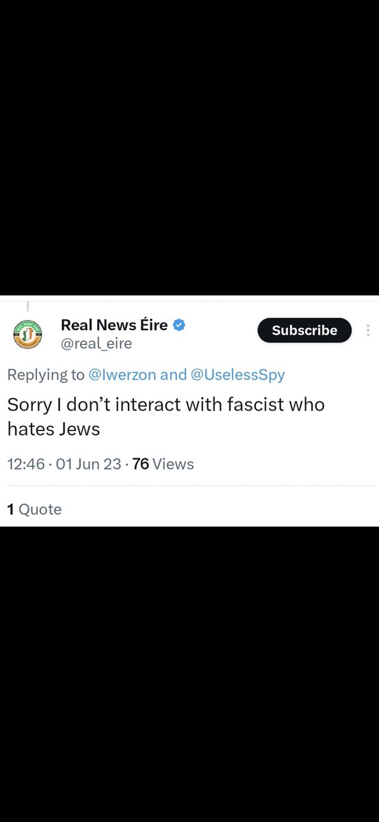 Mickbraz1's tweet photo. @real_eire @PatriotsOfEire @PatriotEire @they_had_names Im old enough to remember you kicking people off of spaces for hating on Israel. https://t.co/8CgJsF4DEA